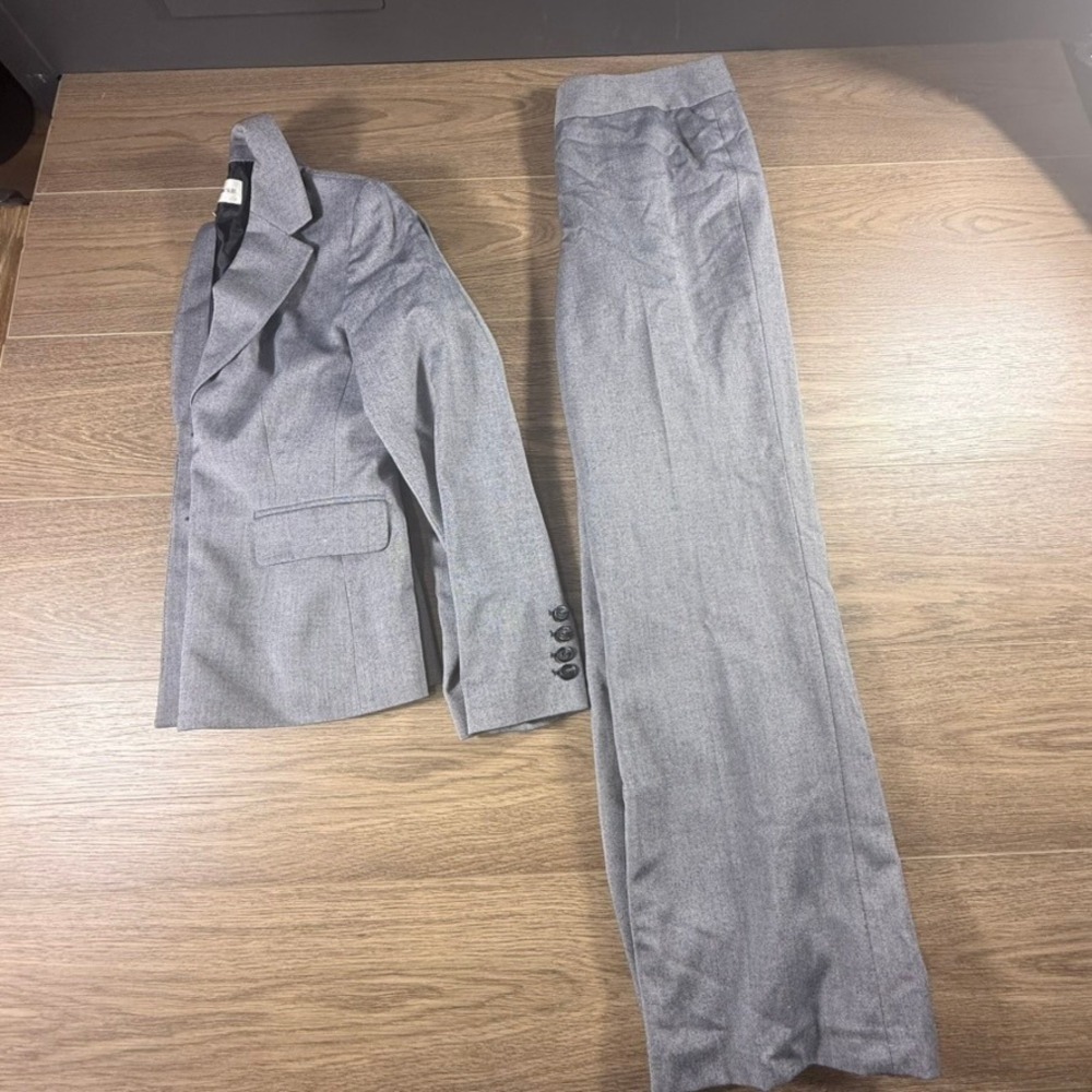 Jones New York Suit Womens 8 Gray Blazer Wide Leg Pants 2 Piece Set Professional